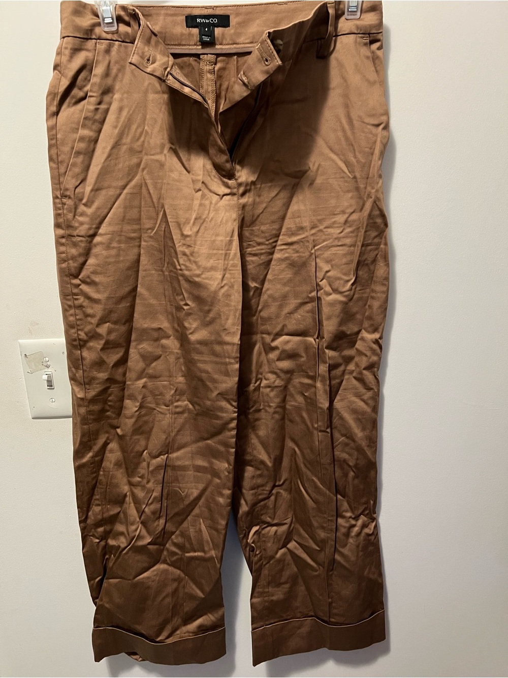 RW&CO. Brown Capris with Cuffed Hems - Picture 1 of 3